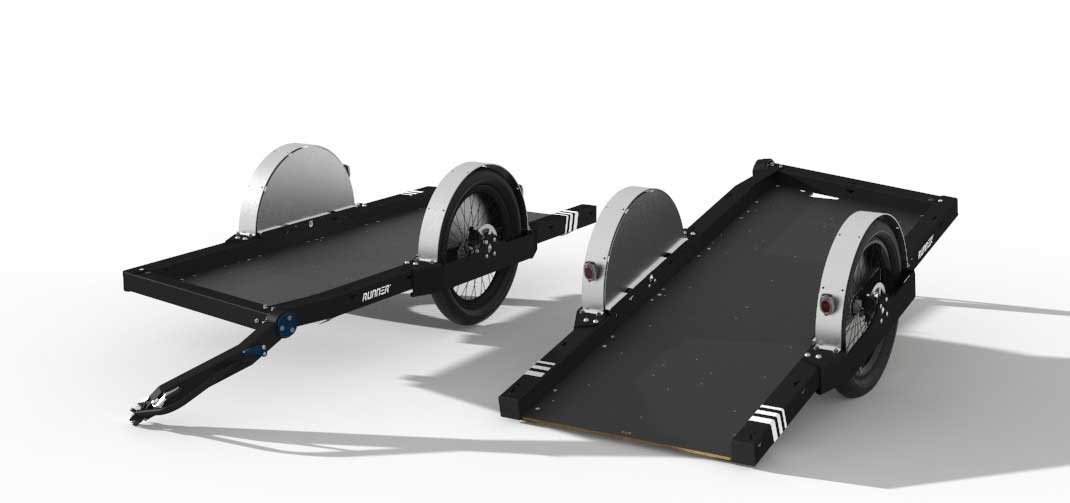 Fahrradanhänger Runner freigestellt auf weißem Hintergrund